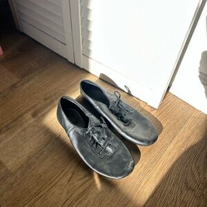 Black Leather Lace-Up Dance Sneakers